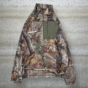 Vintage 90s Realtree Jacket Mens S Hunting Camo Polyester Half Zip Woodland
